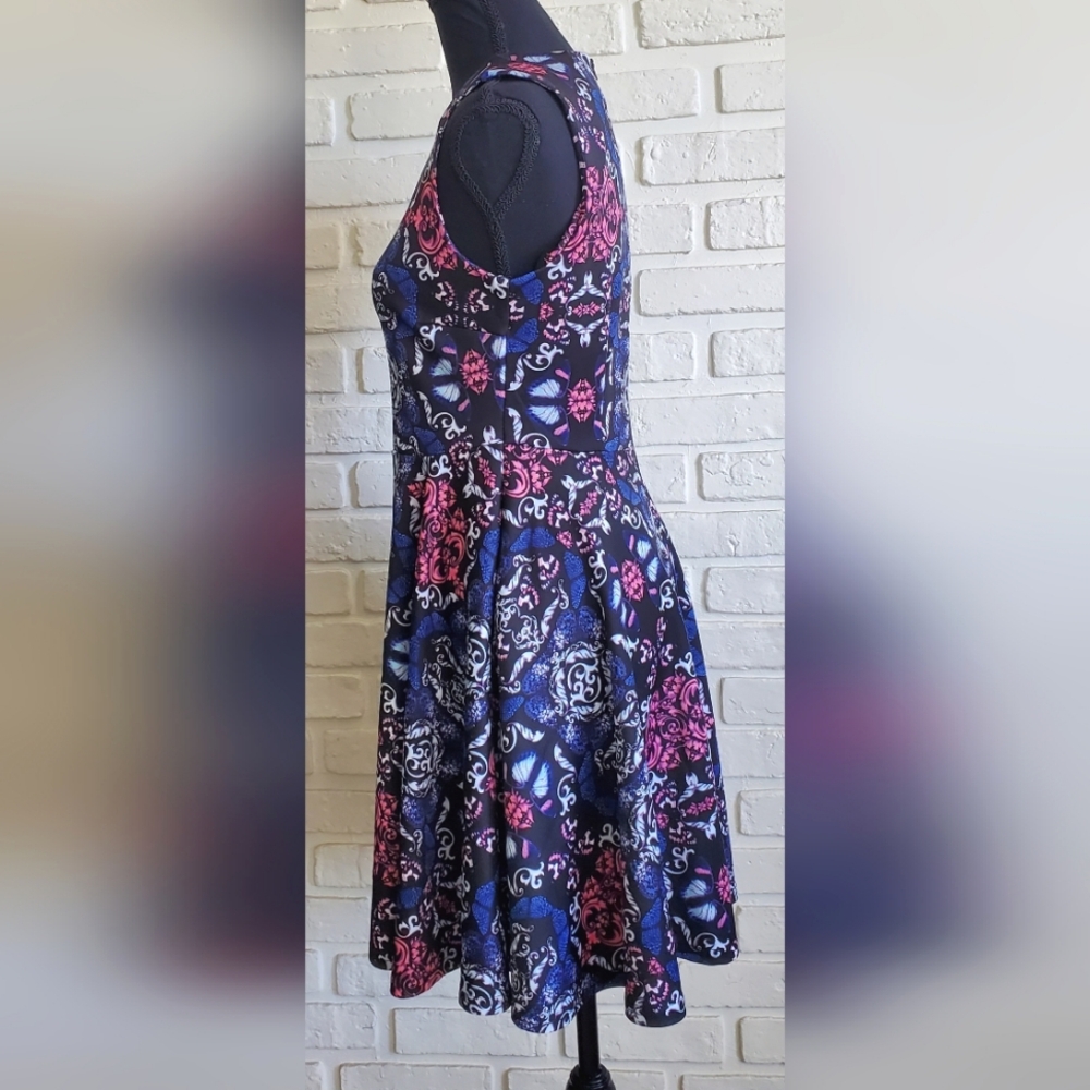 Streetwear Society Fit and Flare Skater Pockets Swing Dress Sheath Blue Pink Med - Picture 8 of 16